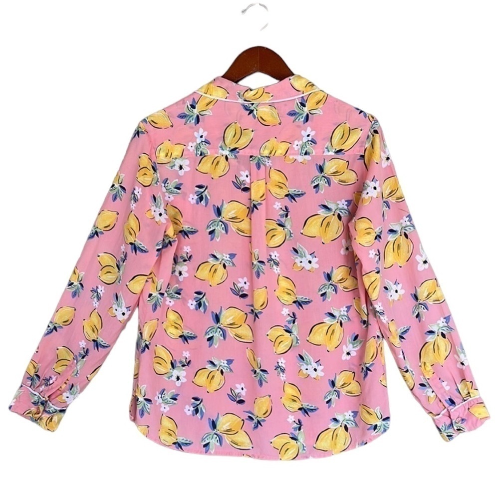 Gillian & OMalley Lemon Print Long Sleeve Sleepwear Pajama Top - Picture 5 of 12